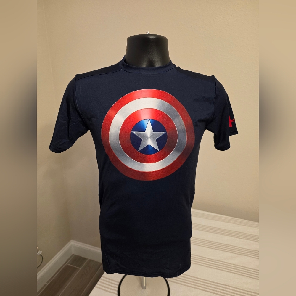 Under Armour Navy Captain America Shield Compression Shirt